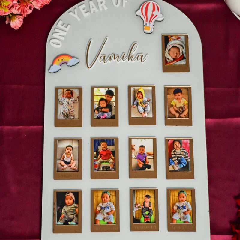 Arch Baby Photo Board Ice Blue,Maroon,Beige